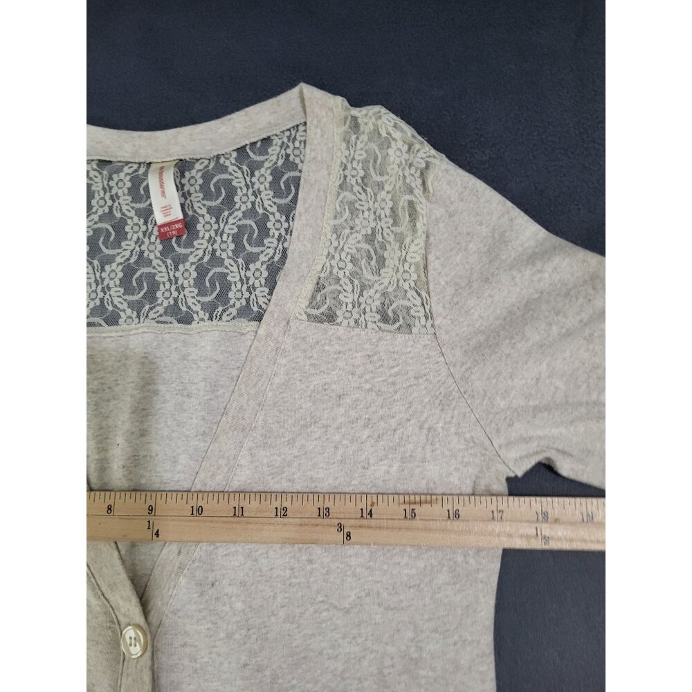 No Boundaries y2k Juniors sz XXL Lacy Neutral Button Front Cardigan Lightweight - Picture 4 of 9